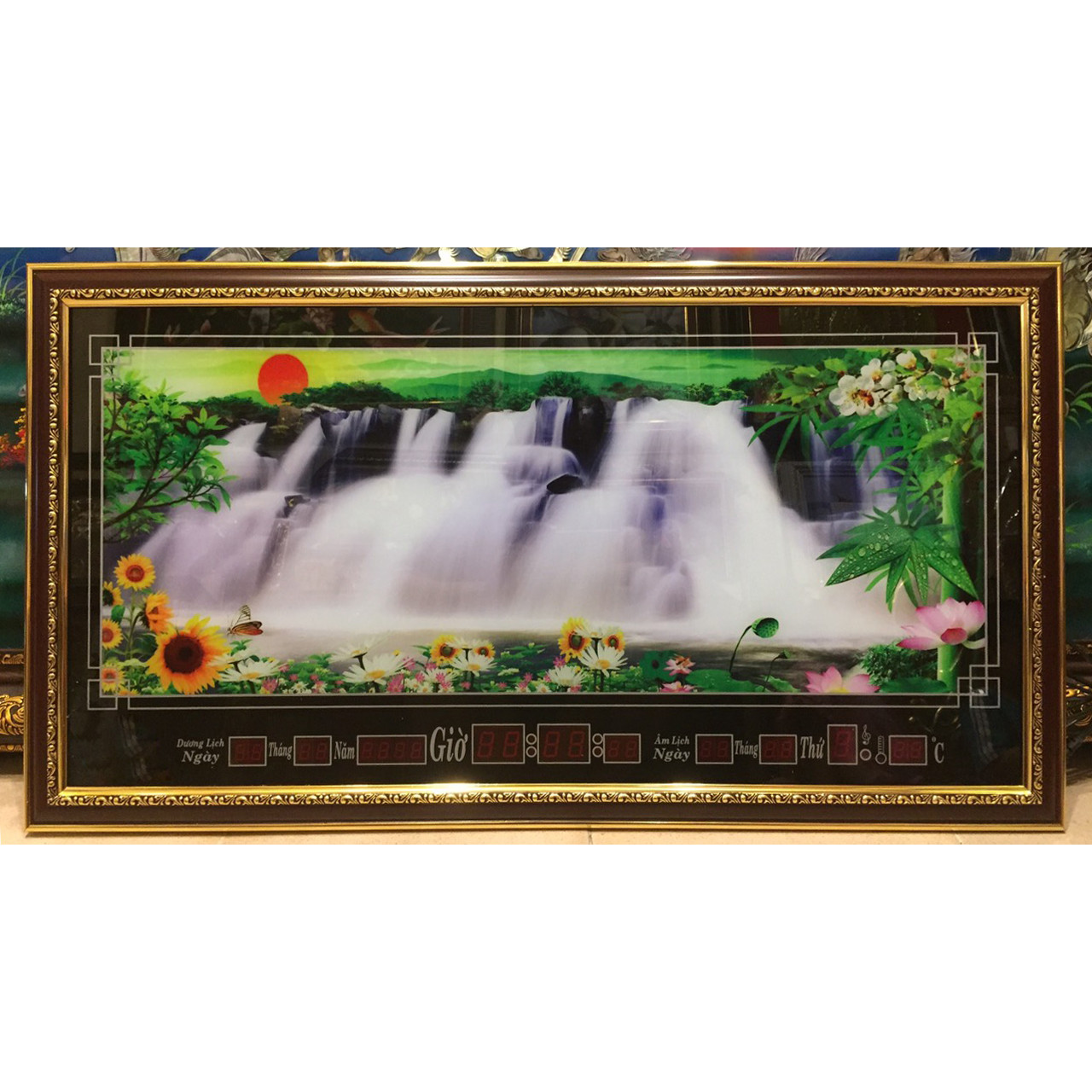 Tranh đồng hồ vạn niên, phong cảnh thác nước -537