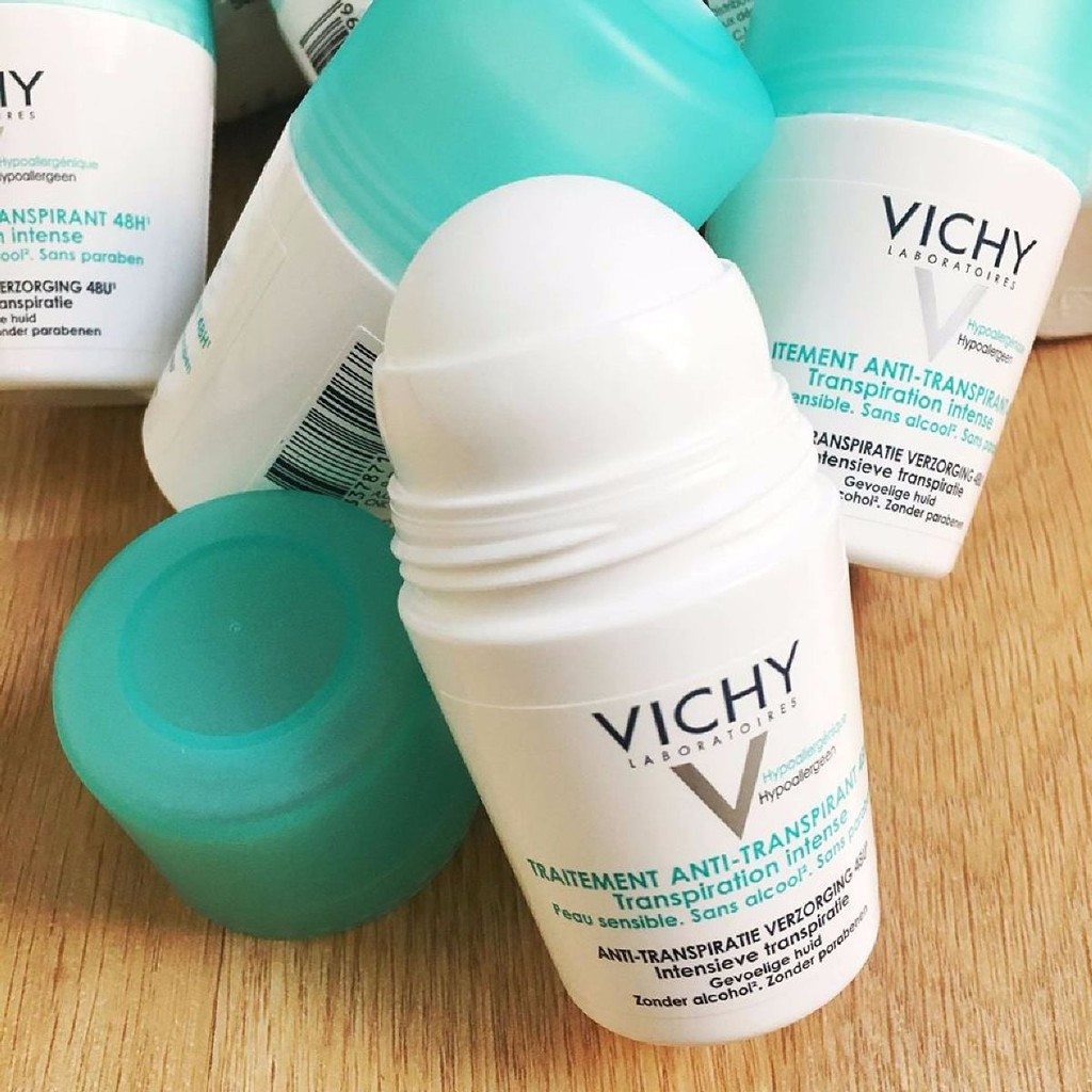 Lăn Khử Mùi Giúp Khô Thoáng Vùng Da Dưới Cánh Tay VICHY Traitement Anti- Transpirant 48h (50ml) - TẶNG MÓC KHÓA