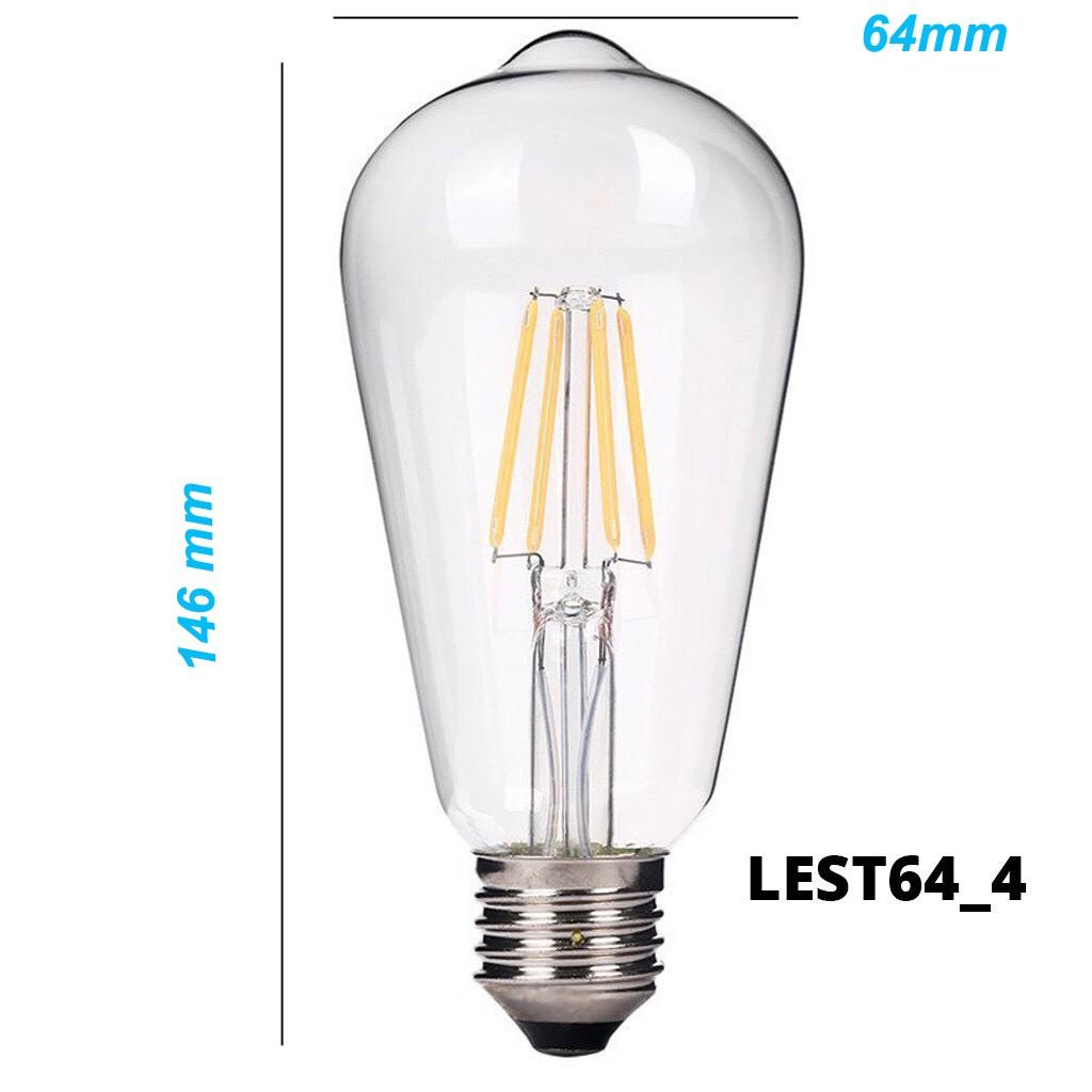 Dây đèn trang trí 5m 10 đui kèm 10 bóng Edison ST64 4w ánh sáng vàng