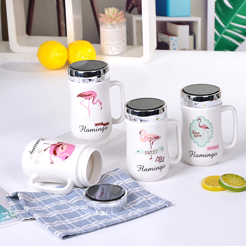 Ly Sứ Uống Trà , Cà Phê 300ml Nắp Trắng Kèm Hộp Và Dụng Cụ Cọ Rửa Ly