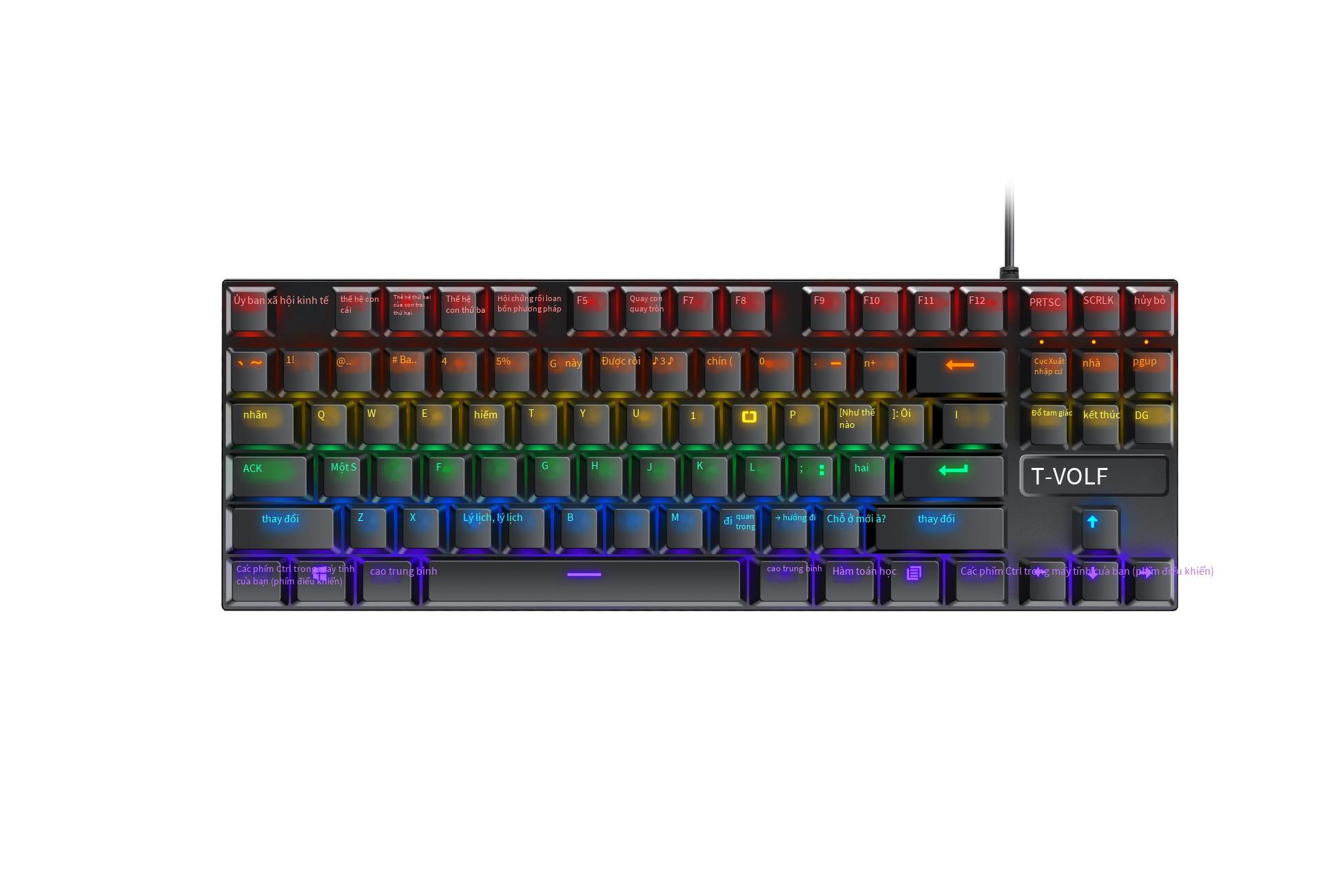 Phong Cách Mới Nhất Chơi Game RGB Bàn Phím Cơ 87 Phím Có Đèn Nền Máy Tính Xách Tay Văn Phòng USB Chơi Game Punk Bàn Phím Có Dây