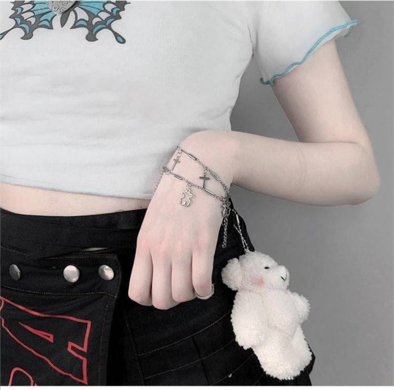 Lắc tay nữ chữ thập Unisex siêu ngầu