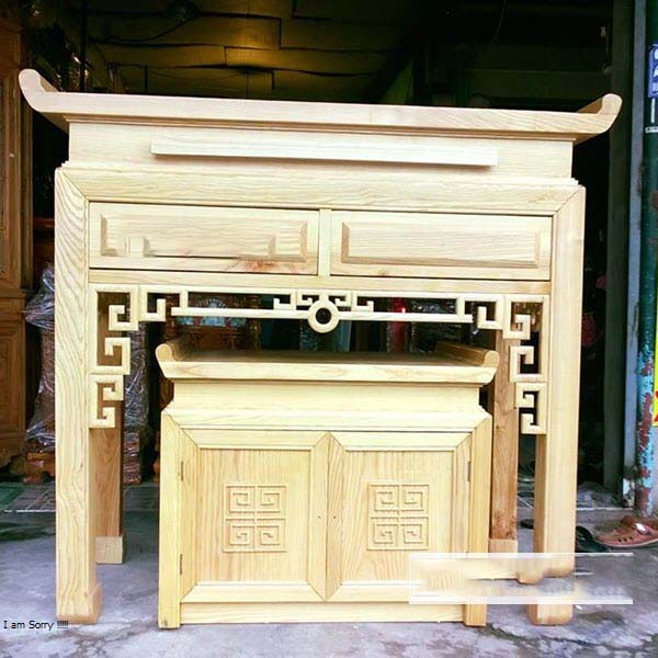 Combo bộ bàn Tủ thờ gỗ sồi mẫu hiện đại