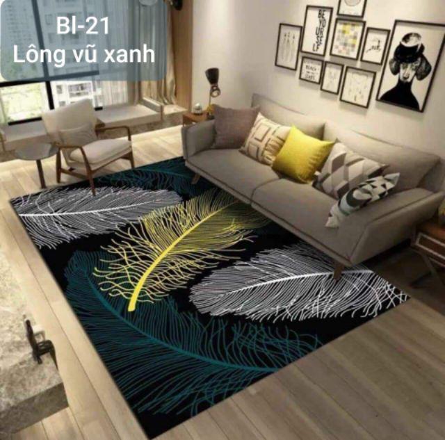 Thảm nỉ BALI trải sàn loại 1m6 x 2m3 loại 5D mẫu đa giác xanh