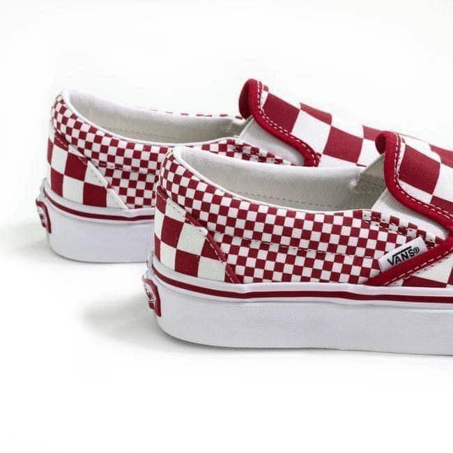 SNEAKER CHÍNH HÃNG VANS - họa tiết Vans Checkerboard - vải da lộn Canvas - Classic Slip-On 'Red Mix Checker' VN0A38F7VK5