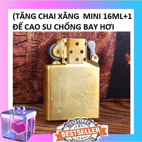 RUỘT ZIP.O INOX HOẶCĐỒNG LOẠI TỐT(TĂNG CHAI MINI 10ML+đế lót cao su chống bay hơi