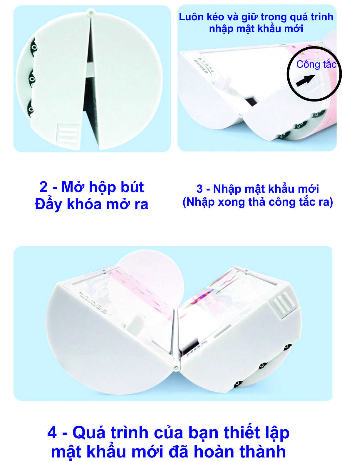 Combo 2 Hộp đựng bút hiện đại có mật khẩu  xoay số thông minh cho các bé trai và bé gái in hình sinh động