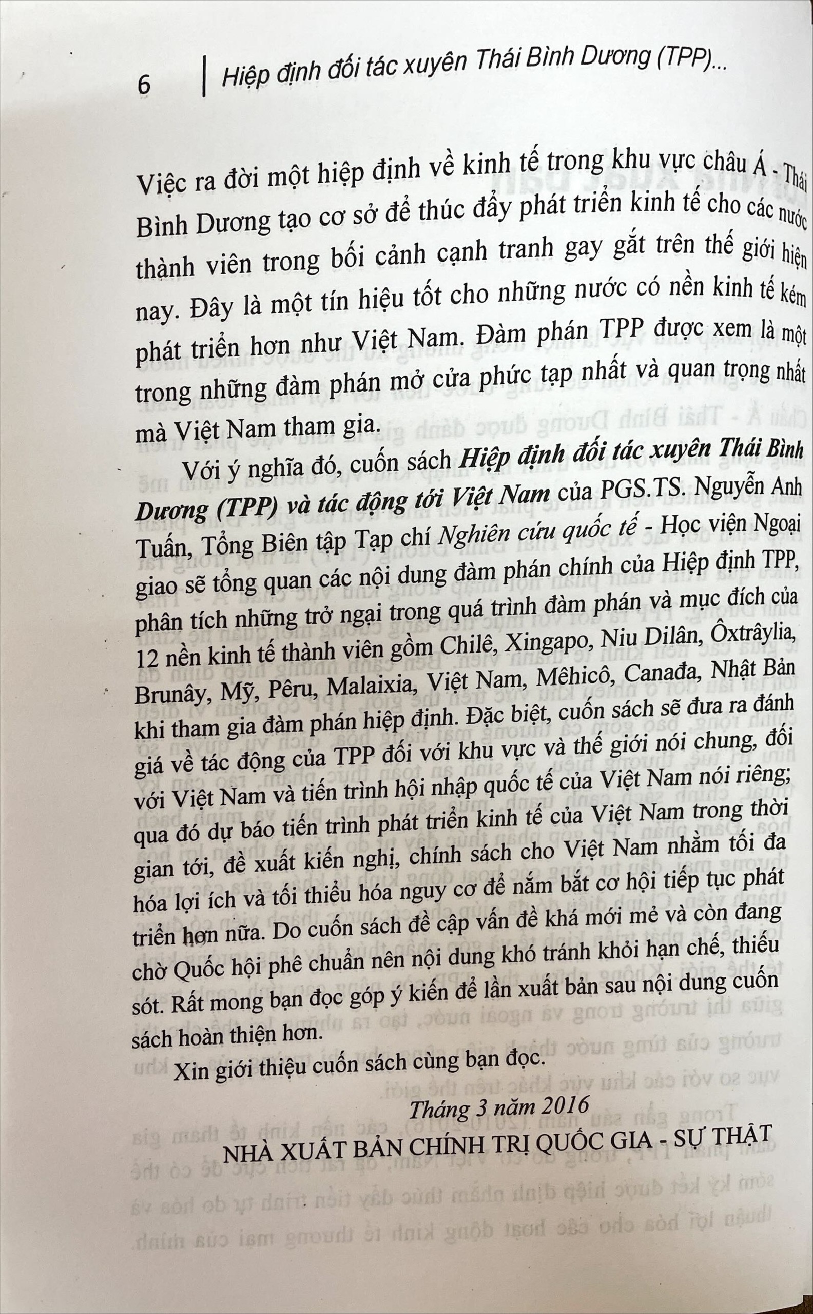 Hiệp định đối tác xuyên Thái Bình Dương (TPP) và tác động tới Việt Nam