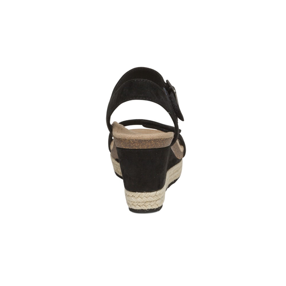Sandal sức khỏe nữ Aetrex Sydney Black Black - giày cao gót 8p đệm mềm chống đau chân