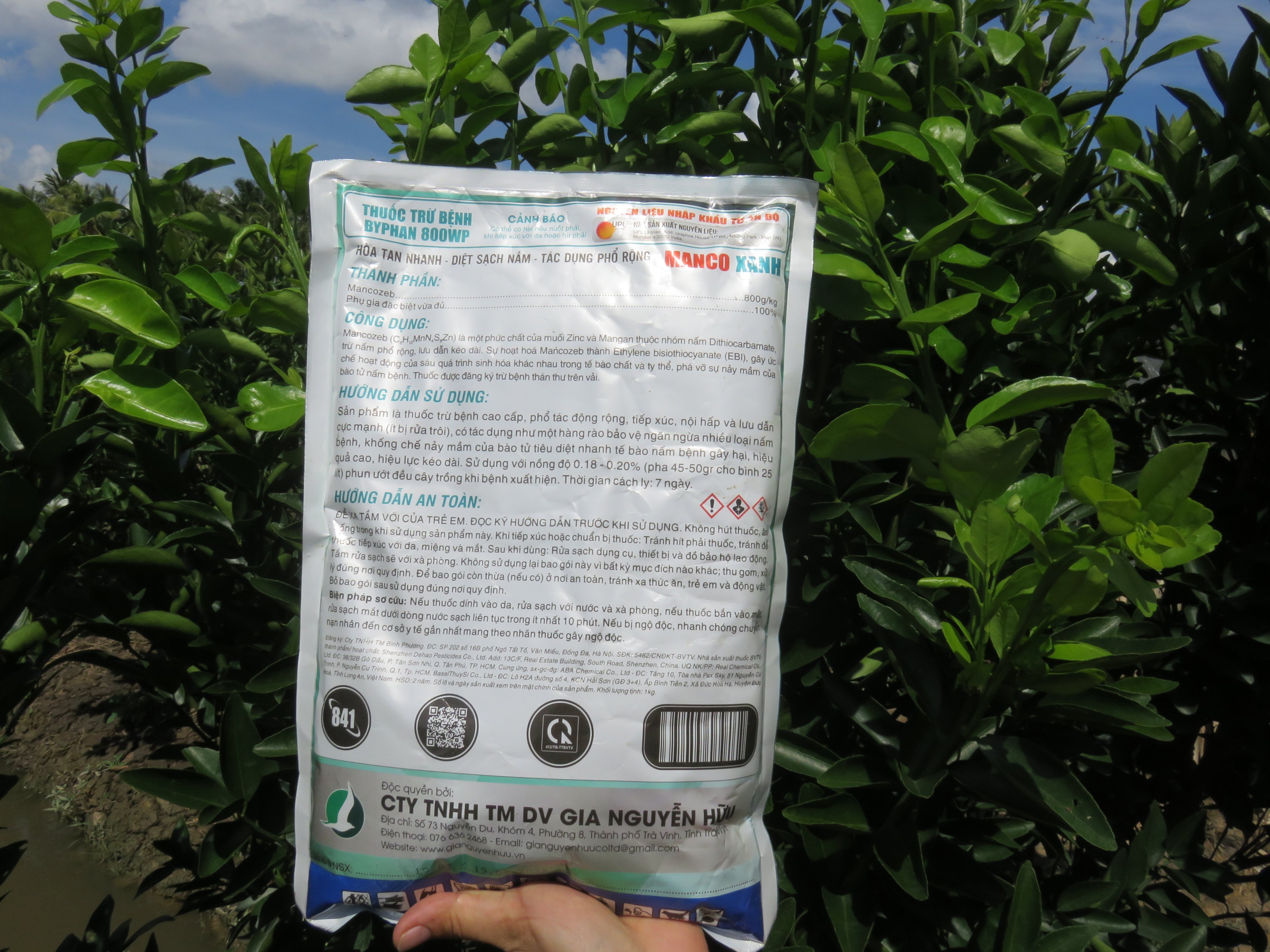 THUỐC TRỪ BỆNH MANCOZEB XANH, NGUYÊN LIỆU ẤN ĐỘ