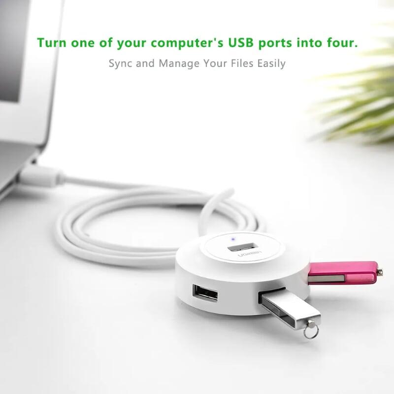 Ugreen UG40961CR106TK 0.5M Màu Trắng Bộ chuyển đổi TYPE C sang 4 USB 2.0 + nguồn MICRO USB hỗ trợ OTG TYPE C - HÀNG CHÍNH HÃNG