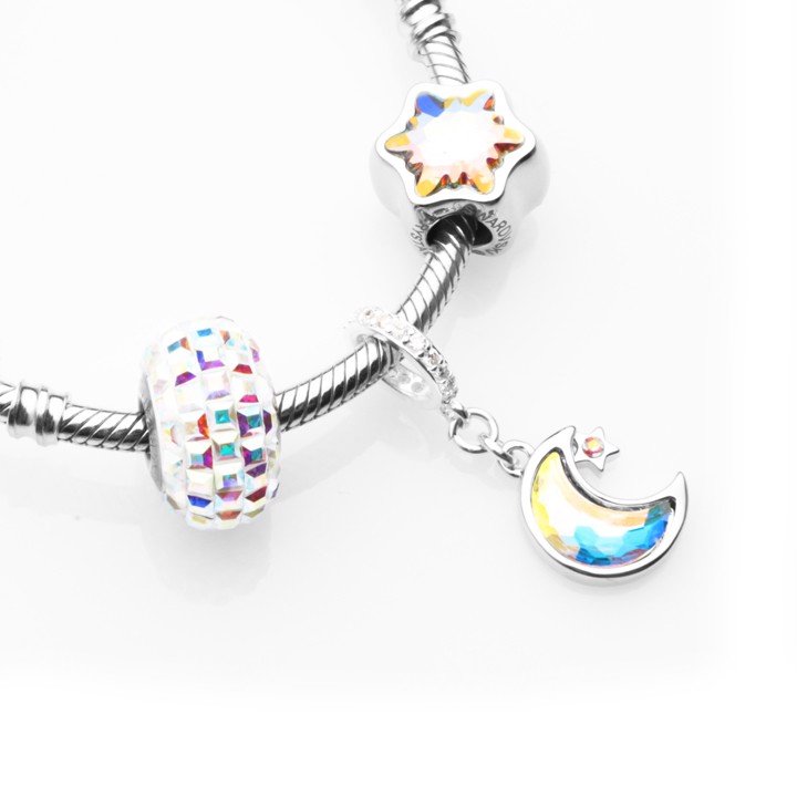 Lắc Tay Tropicana Phối Charm Swarovski Pha Lê Trăng Sao Ngũ Sắc