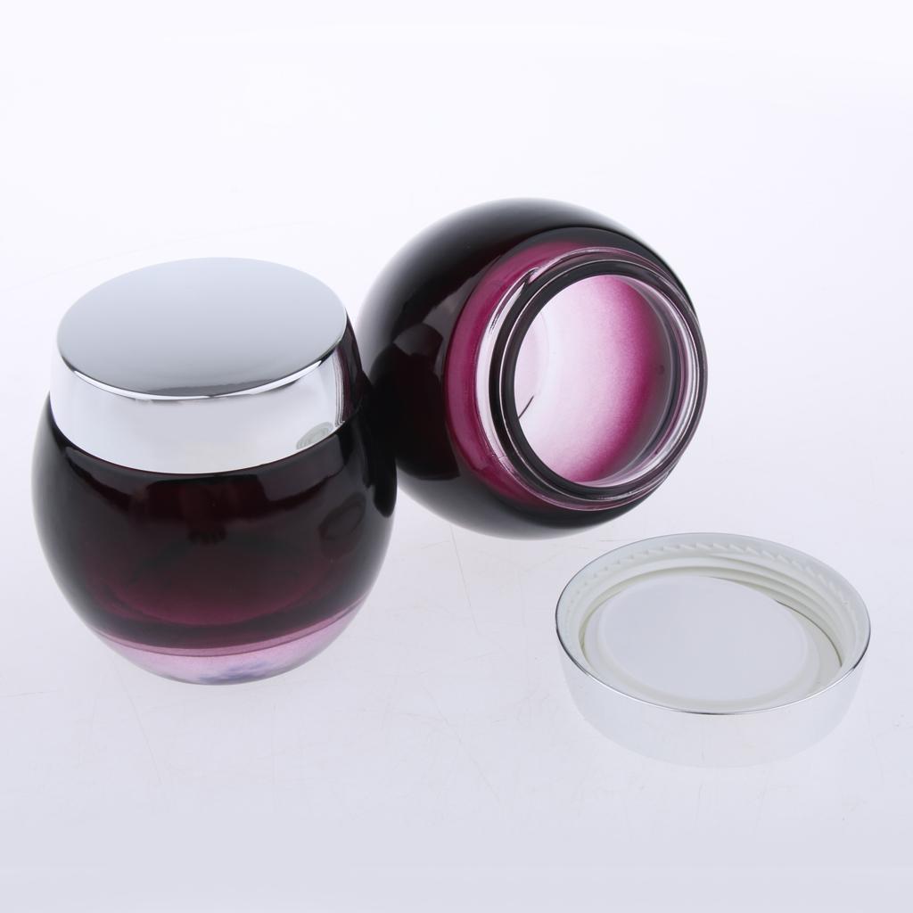 2Pcs 120g Glass Mask Jar Cream Containers Cosmetic Empty Can Sample Bottle - Purple Gradient Bottle Body - Refillable/Reusable