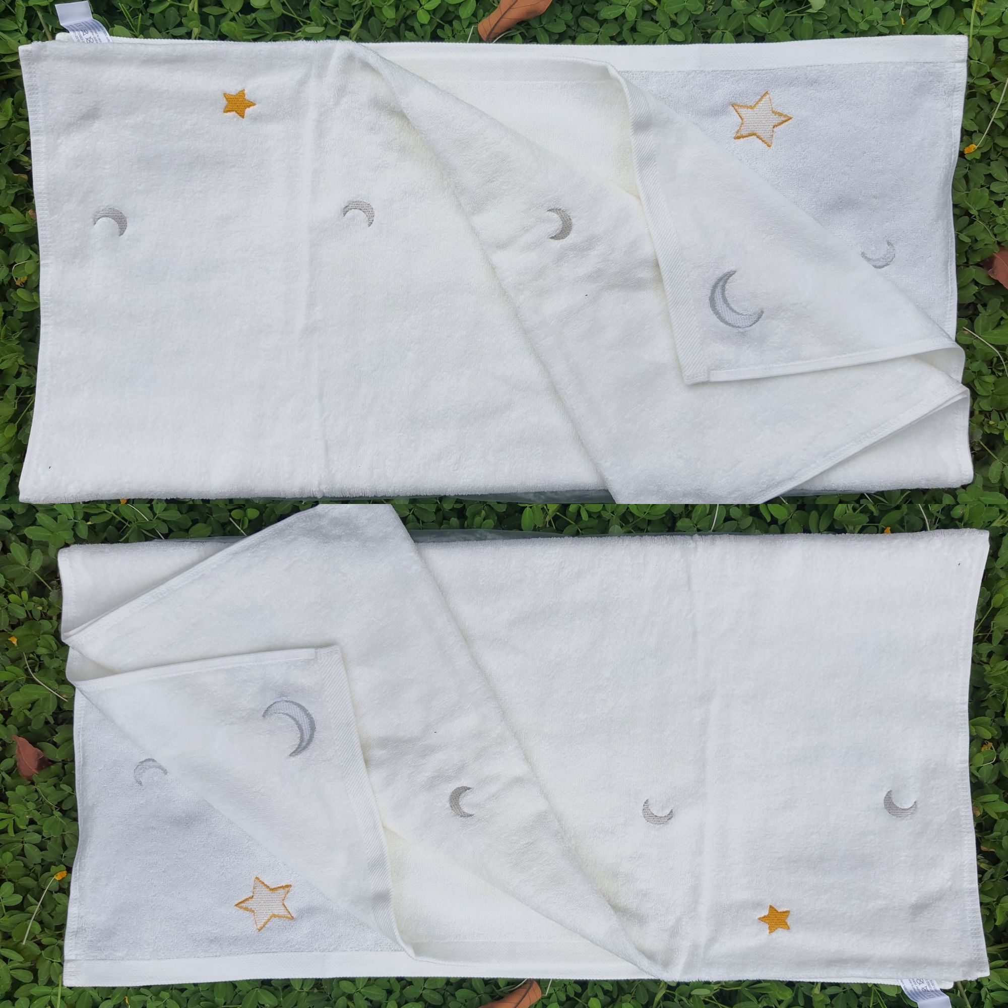 Khăn Tắm Cotton Màu Trắng Thêu Hình Sang Trọng