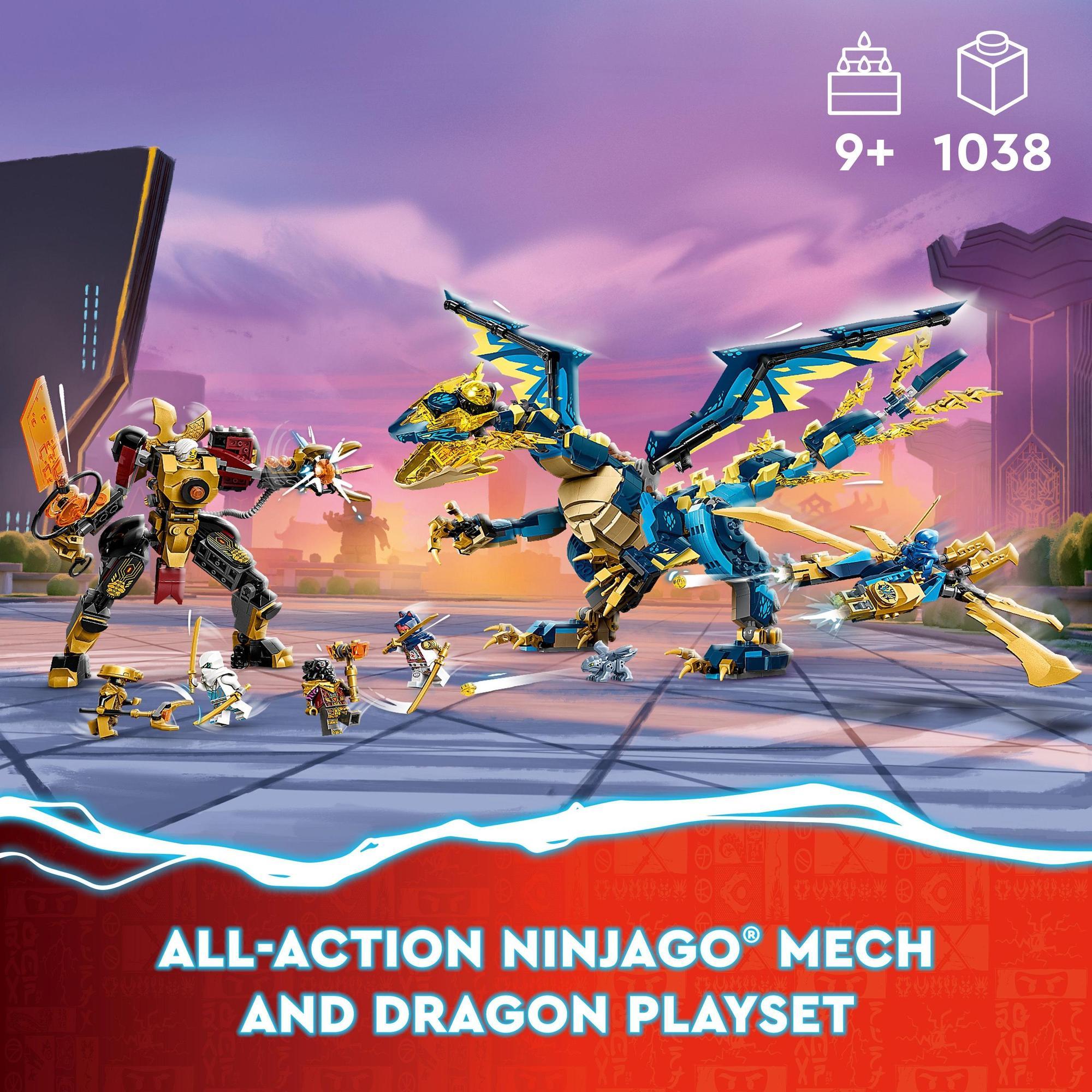 LEGO Ninjago 71796 Đồ chơi lắp ráp Rồng nguyên tố đối đầu chiến giáp đế vương (1,038 chi tiết)