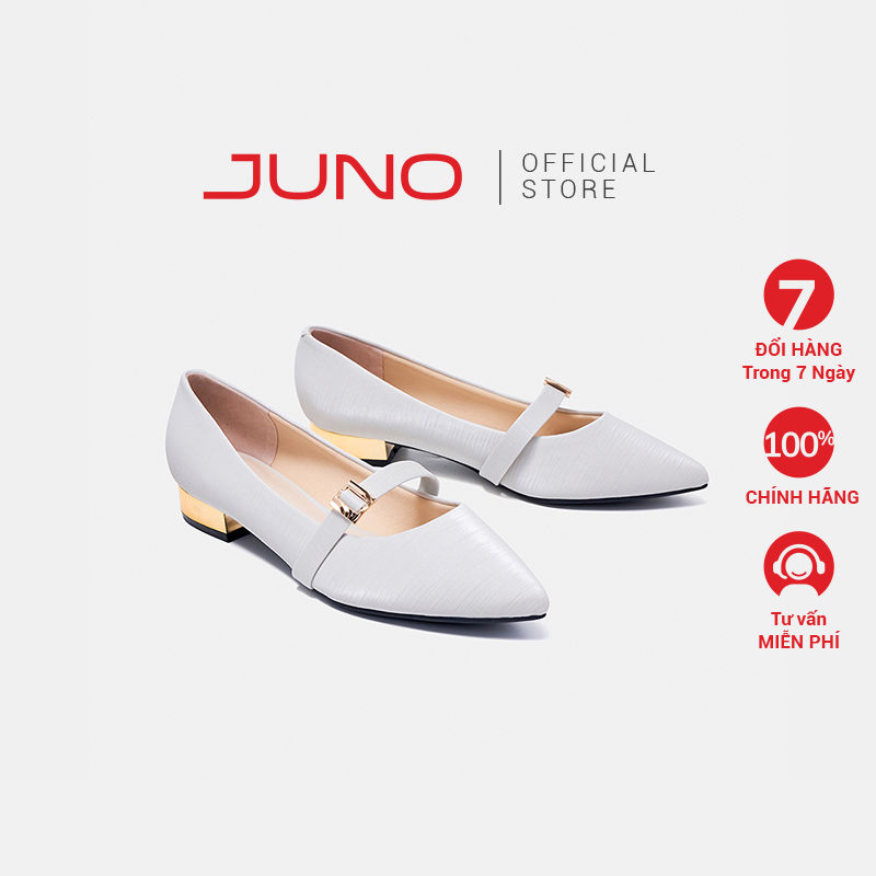 Giày Búp Bê 3cm Nữ Thời Trang JUNO Cao Gót Trang Trí Khoá BB03102