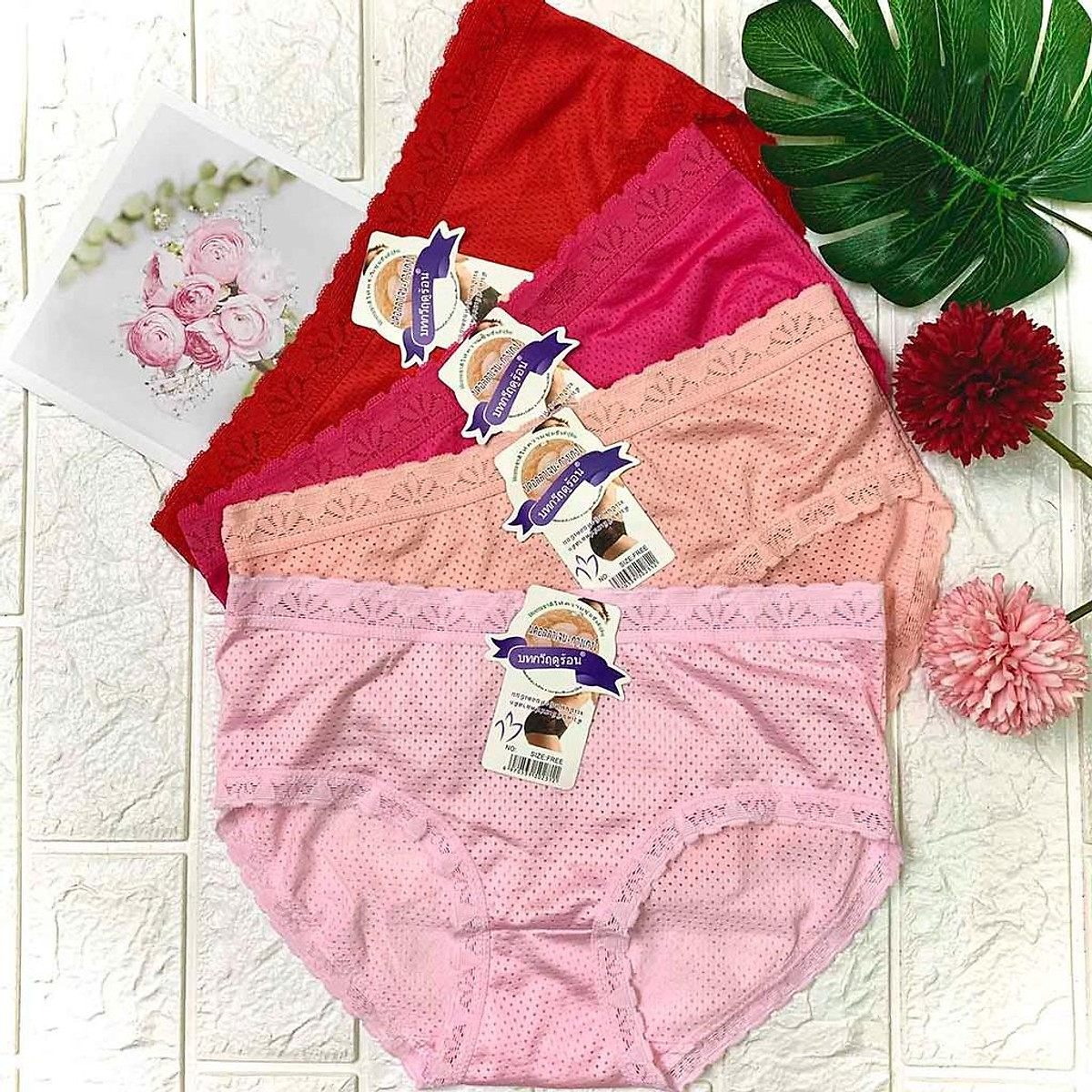 Bộ 10 quần lót Thái Lan thông hơi viền ren cao cấp size 40-62kg