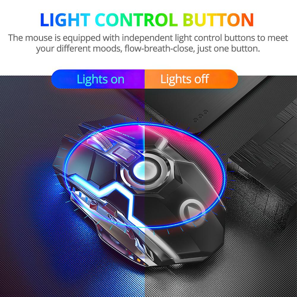 Hay Cơ Học 2.4G Quang USB Chuột Không Dây Silent Chuột Chơi Game RGB Backlit Cho Tính Laptop Công Sở Trò Chơi