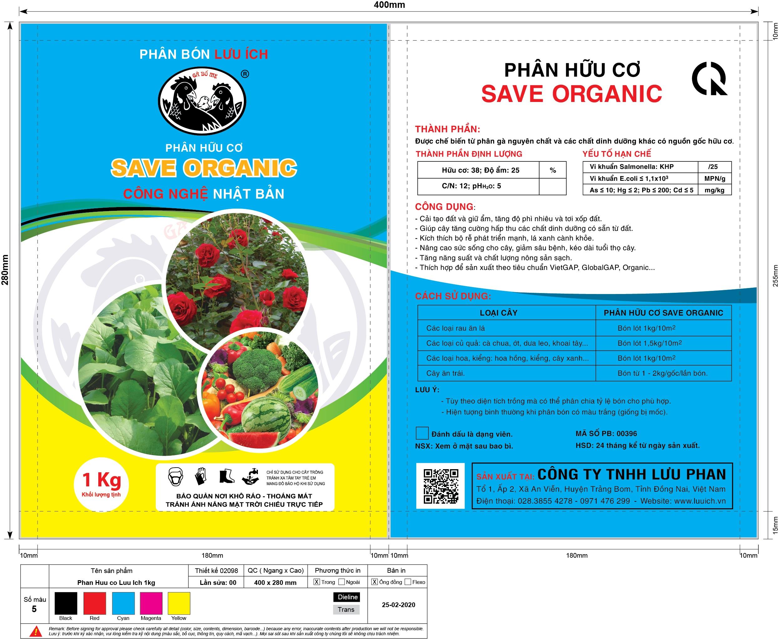 Combo 2 Túi Phân hữu cơ Save Organic (Dạng viên trụ)(Túi 1Kg)