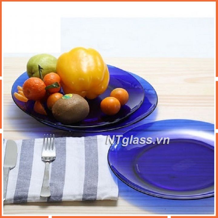 Dĩa thủy tinh cường lực xanh Saphir D3006F-D3008F