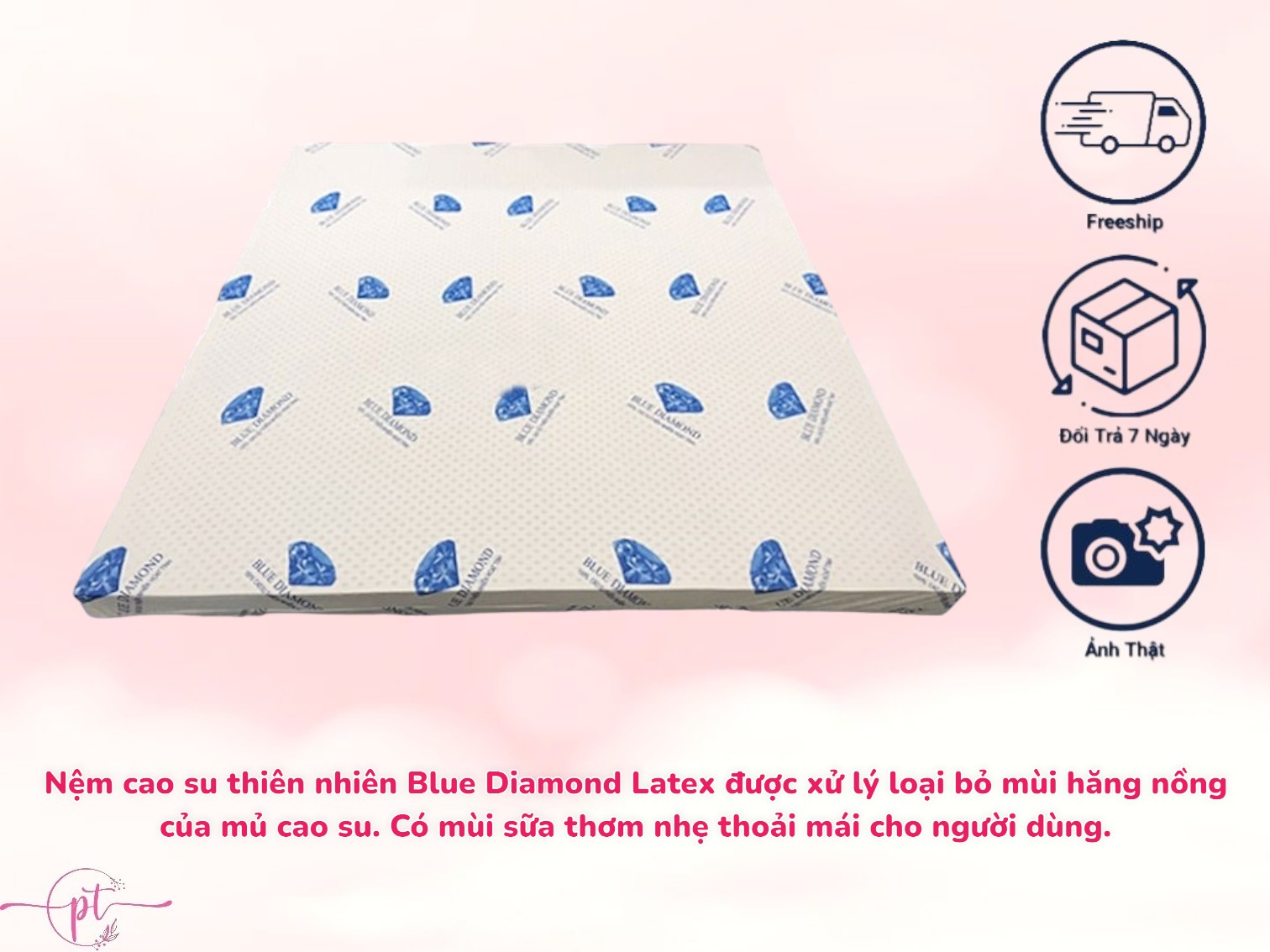 Nệm Cao Su Thiên Nhiên Blue Diamond Latex 1m Đến 1m8 Đủ Size  Dày 10cm