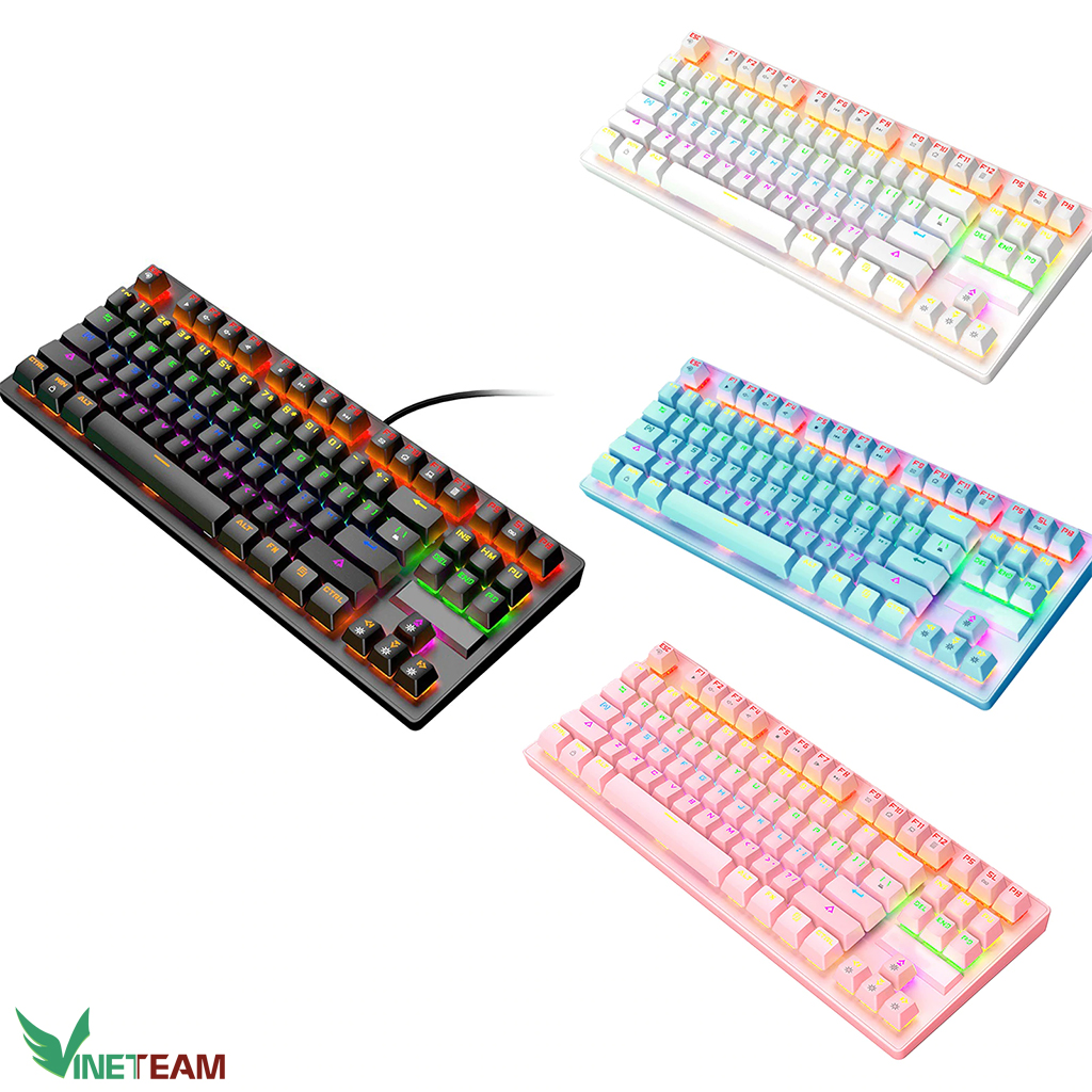 VINETTEAM Bàn Phím Cơ Máy Tính K2 PRO Màu Xanh Blue Switch 10 Chế Độ Led RGB Dùng Chơi Game Văn Phòng Cực Đã - Hàng Chính Hãng