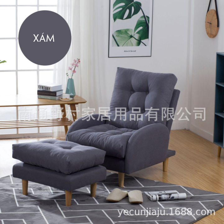 Ghế sofa lưng cao kèm đôn hiện đại , Sofa thư giãn phòng khách, phòng ngủ , phòng chờ, Bộ ghế Sofa decor cao cấp