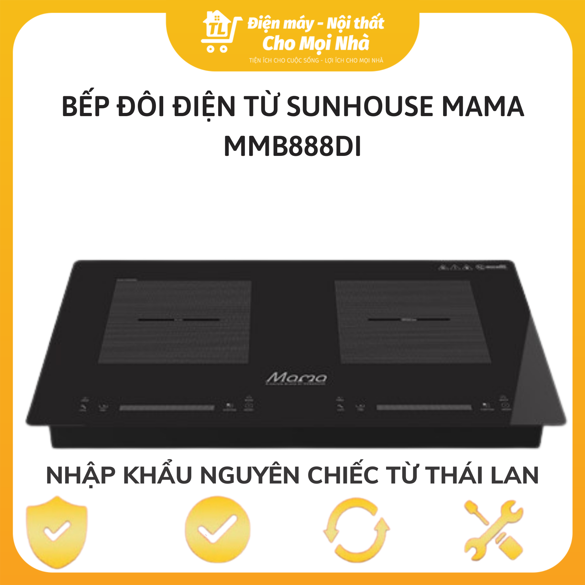 Bếp Đôi Điện Từ Cảm Ứng Inverter Sunhouse MAMA MMB888DI - Nhập Khẩu Thái Lan