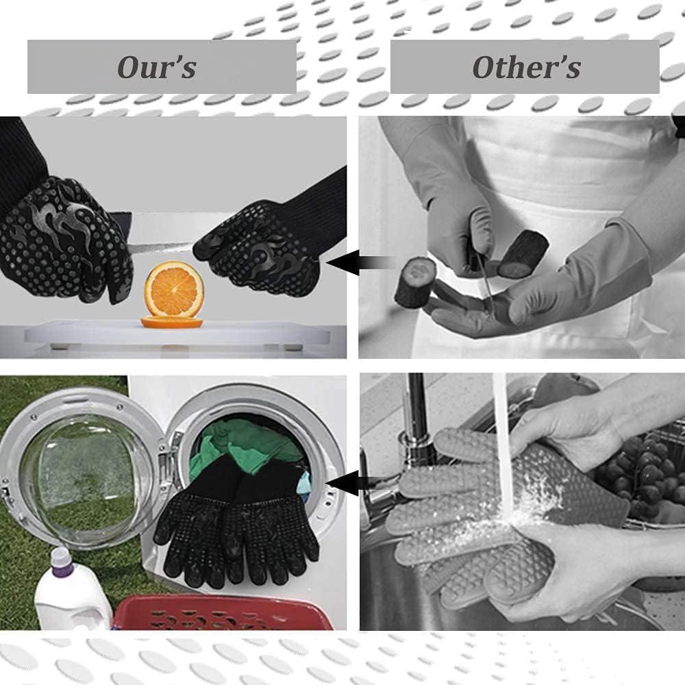Găng tay nướng BBQ Găng tay chống cháy silicon chịu nhiệt 800 độ Găng tay dùng cho lò nướng Găng tay nấu ăn Găng tay làm bánh Găng tay làm bếp dài để nướng Nướng bánh Cắt lát nướng