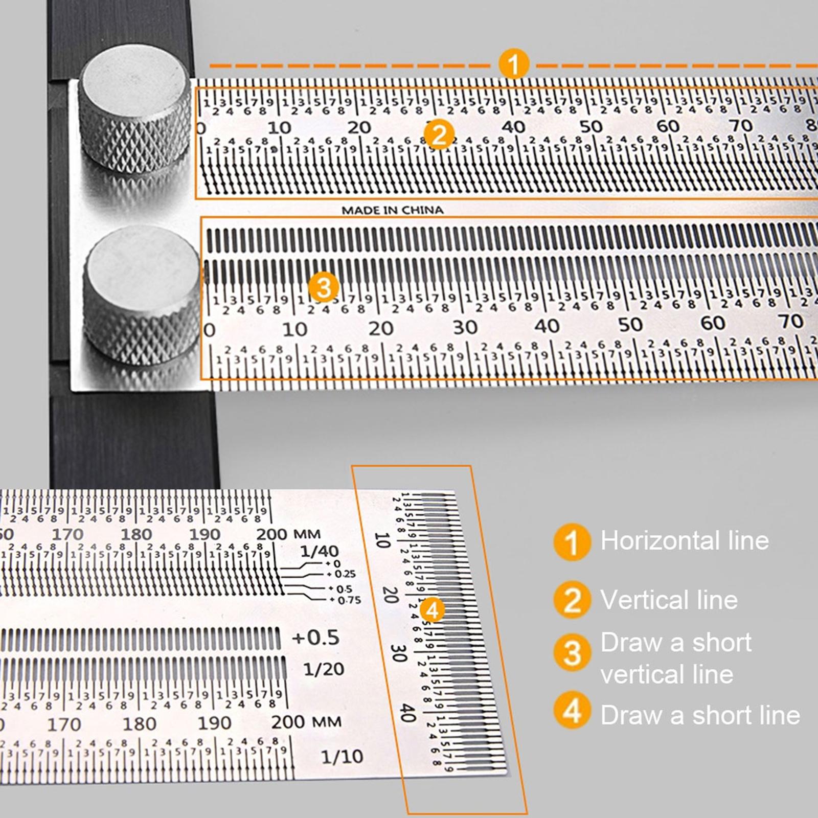 T Type Hole Scale Ruler Woodworking Scribing Mark Line Gauge Carpenter