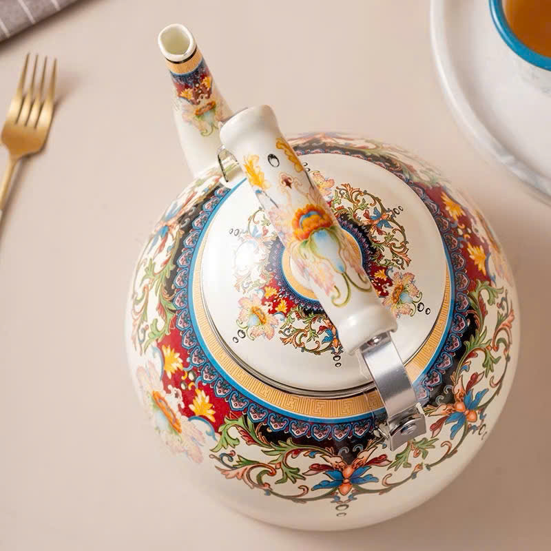 Ấm Đun Nước Bếp Từ Thép Tráng Men Lớn 3.3L Retro Kiểu Hoàng Gia – Tiện Lợi &amp; Sang Trọng - HÀNG CHÍNH HÃNG MINIIN