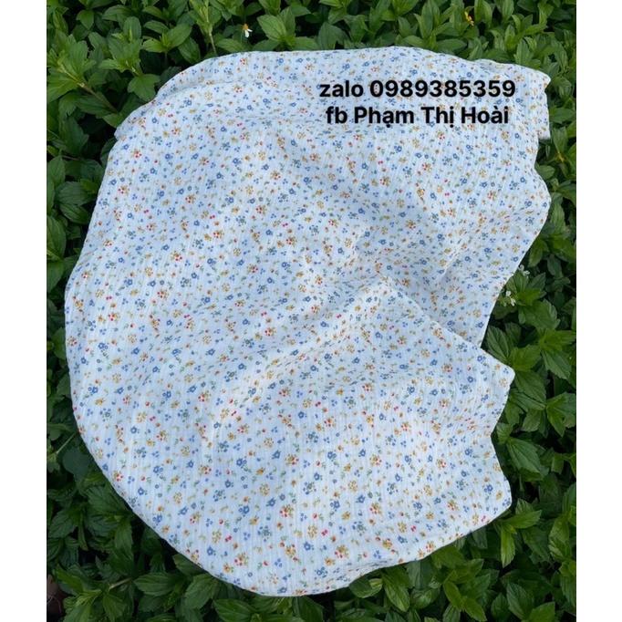Vải xô muslin 2 lớp cao cấp mềm mịn hoa đậu biêc