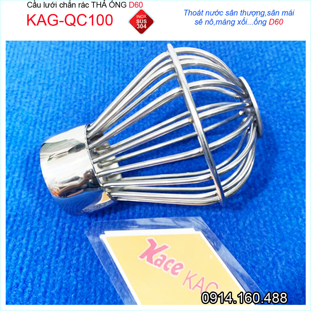 Cầu lưới D60-90 Inox 304 dày , cầu chặn rác thoát nước mưa D60-90 KAG-QC100 thoát nhanh