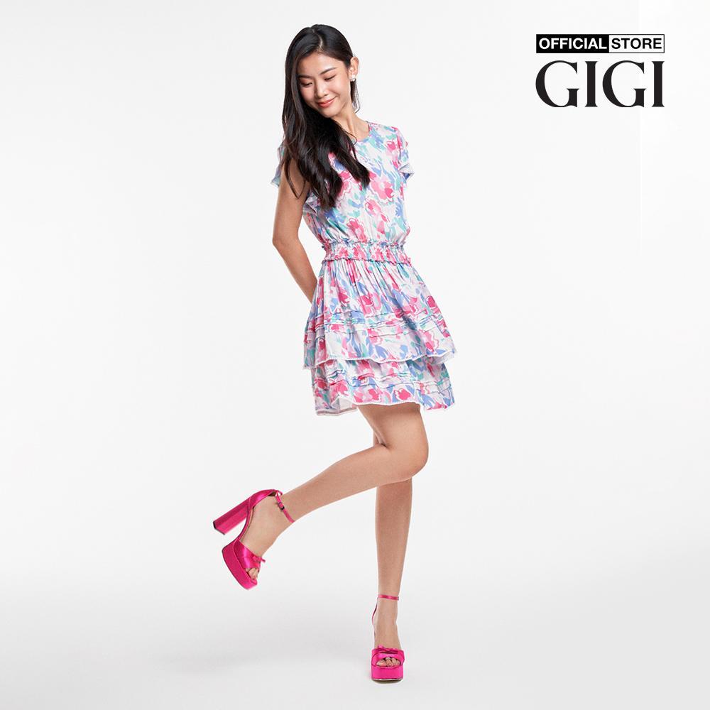 GIGI - Đầm xếp tầng mini cổ tròn tay ngắn trẻ trung G2101D231110