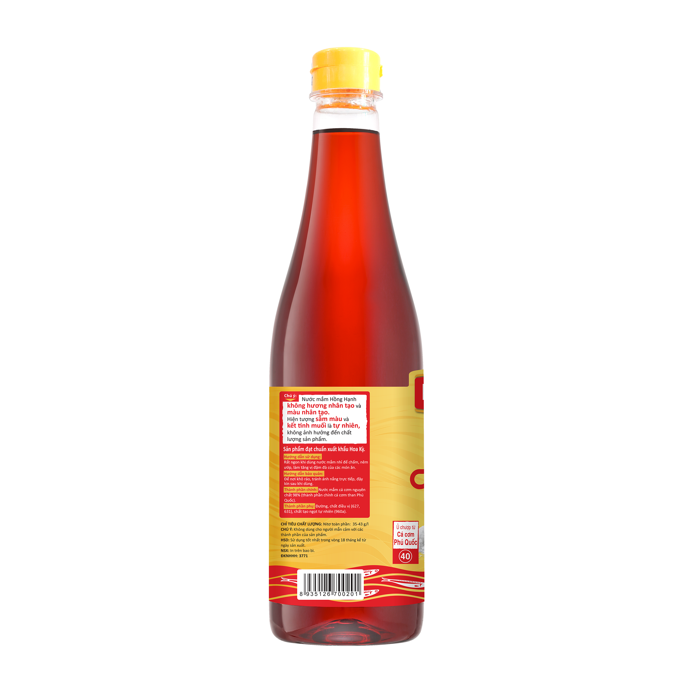 Nước mắm truyền thống Phú Quốc Hồng Hạnh Cốt Nhỉ 40 độ đạm dung tích 900ML - Chấm sống tuyệt ngon, vẹn tròn dưỡng chất