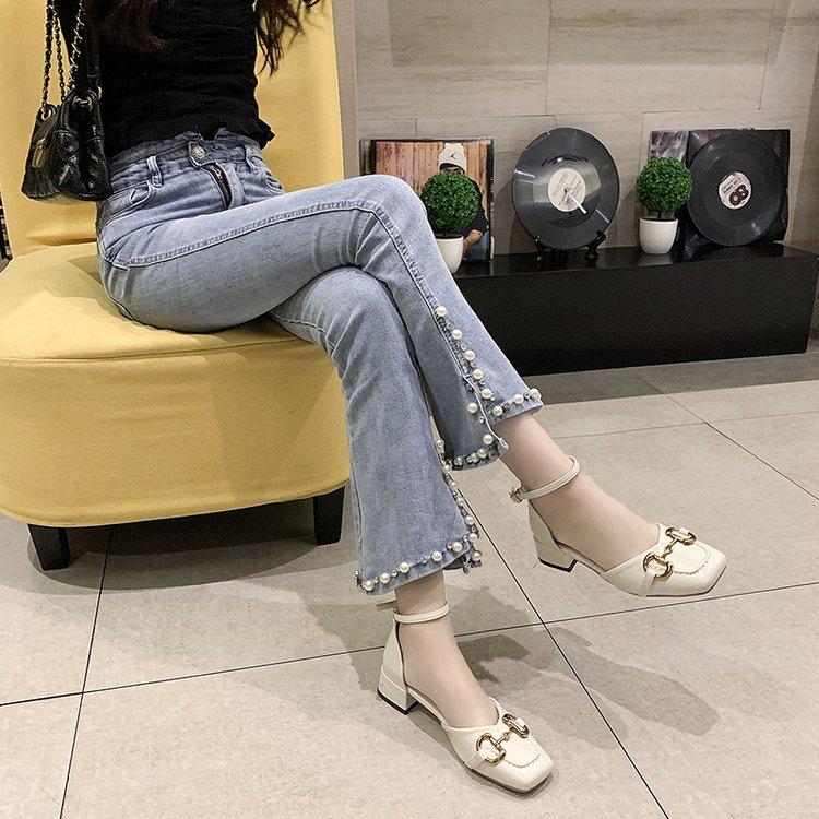 Fashion Metal Line Buckle High Heel Sandals for Women