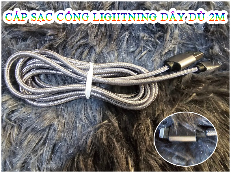 Cáp Sạc Dây Dù 2M Cổng LN Cho IP Cực Chắc Siêu Bền