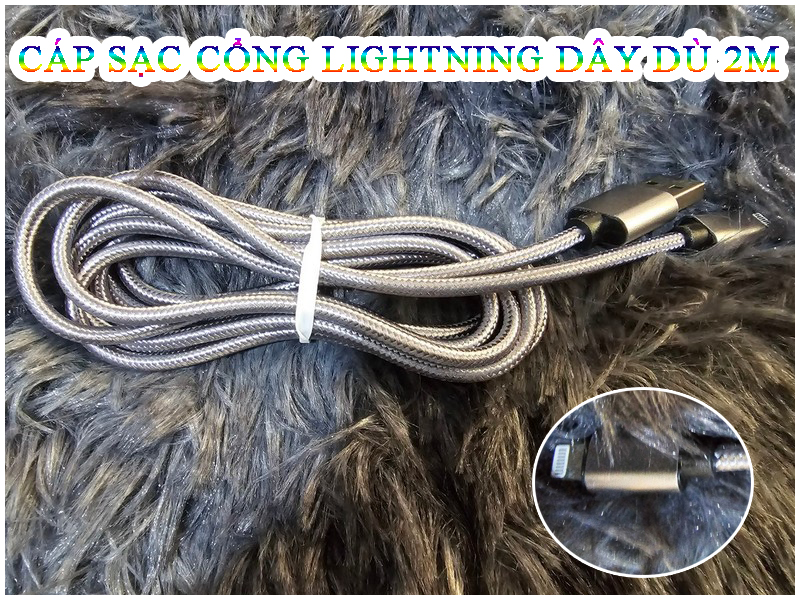 Cáp Sạc Dây Dù 2M Cổng LN Cho IP Cực Chắc Siêu Bền