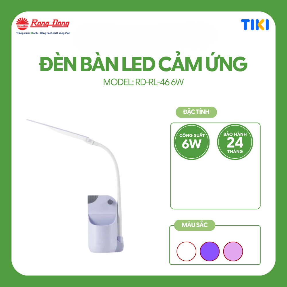 Đèn bàn, đèn học cảm ứng bảo vệ thị lực RD-RL-46, phong cách sáng tạo kết hợp hình voi và chim, cảm ứng trên thân đèn, đổi màu ánh sáng, tăng giảm cường độ sáng