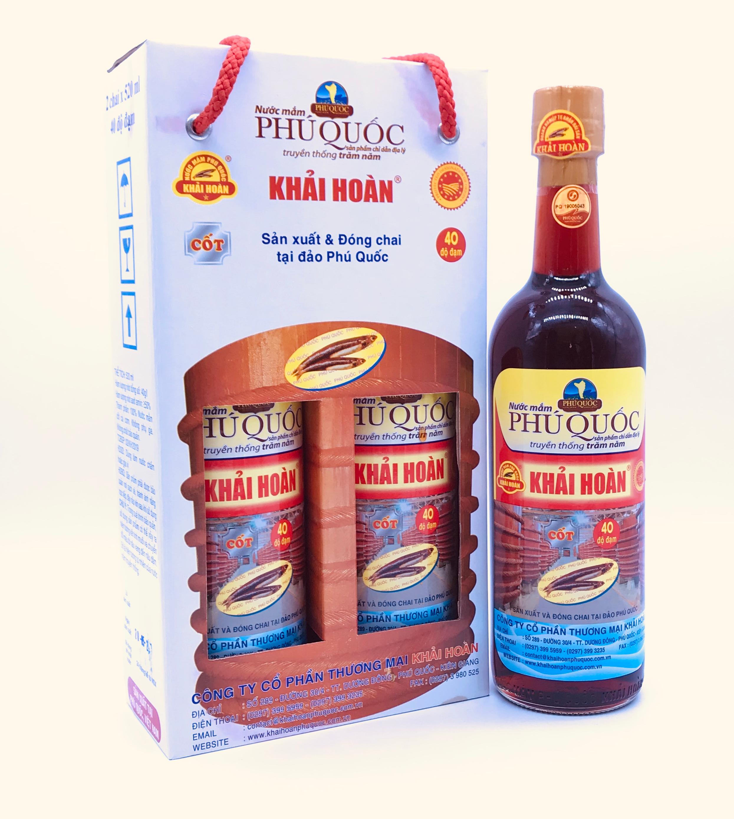 Nước mắm Khải Hoàn Phú Quốc 40 độ đạm 520ml cặp 2 chai