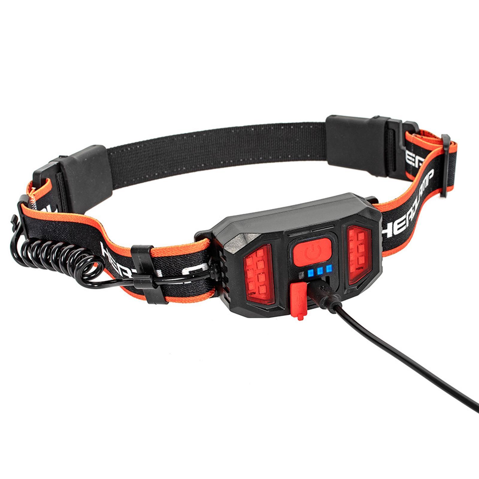 2x Bright USB COB+LED Elastic Head Band Headlamp Torch Floodlight Rechargeable