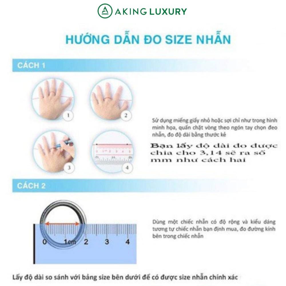 Nhẫn bạc nữ AKING LUXURY AK30 cao cấp, Nhẫn nữ 2 hàng đá xoắn lại với nhau tôn lên viên đá chủ tạo nữ tính sang trọng