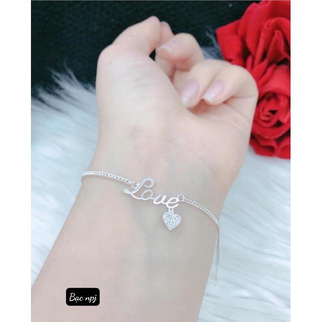Lắc tay bạc nữ chữ ️Love ️ nhỏ xinh, chuẩn bạc đẹp -Bạc Npj