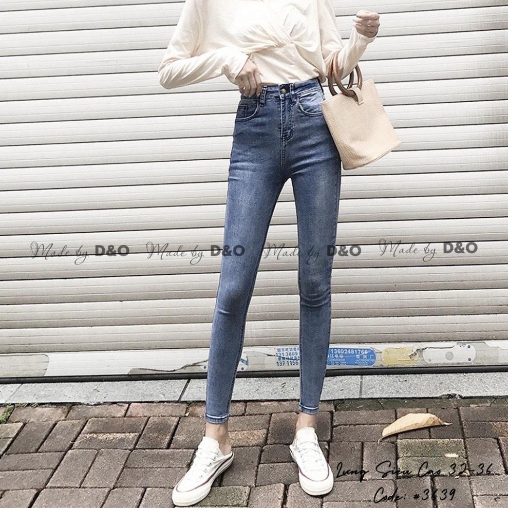 Quần Jeans Xanh Trơn Nhạt / Rách Gối Size ĐẠI - Lưng Cao - Hàng siêu co giãn QJ007