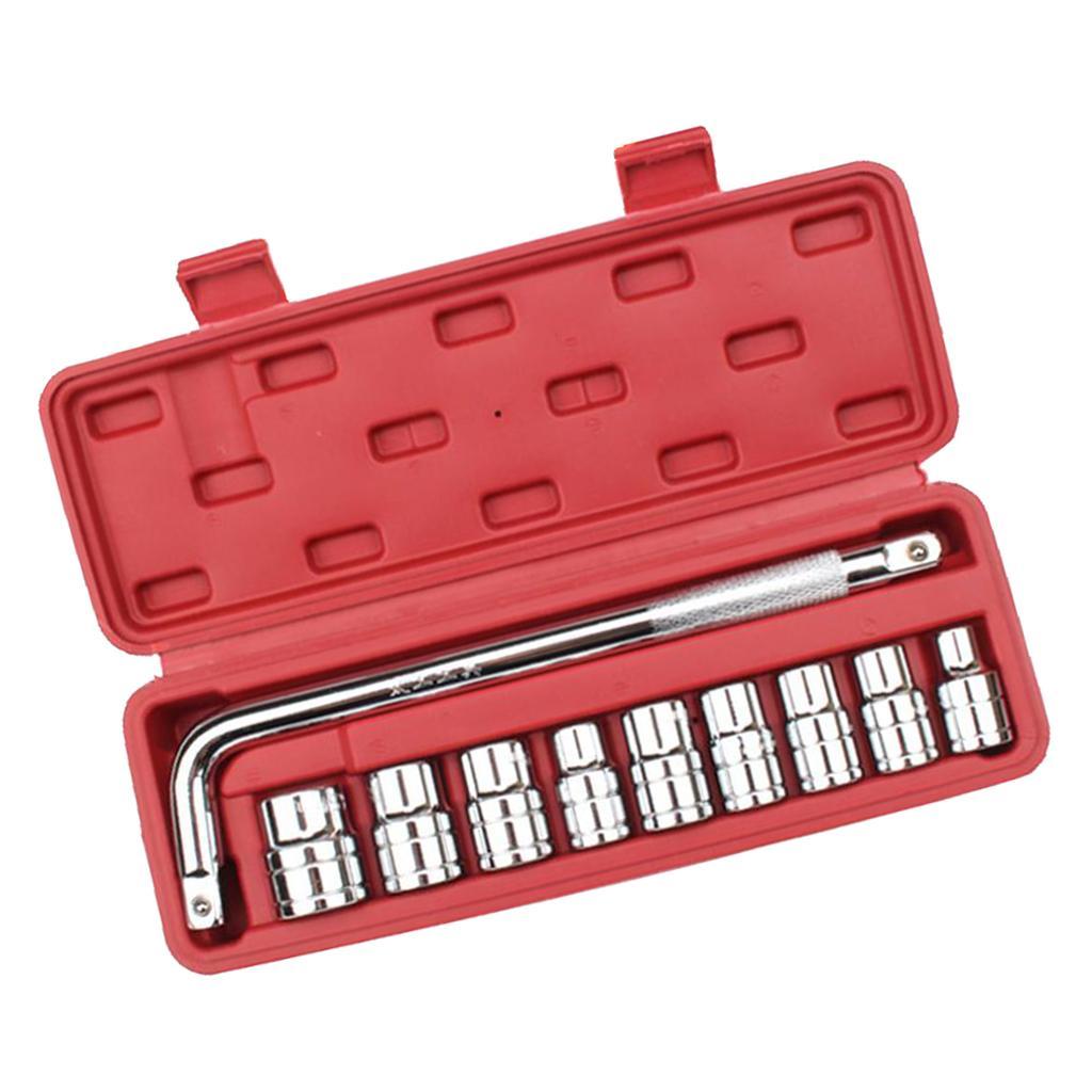 10pcs Automobile Motorcycle Repairing Tool Socket Wrench Set With Case