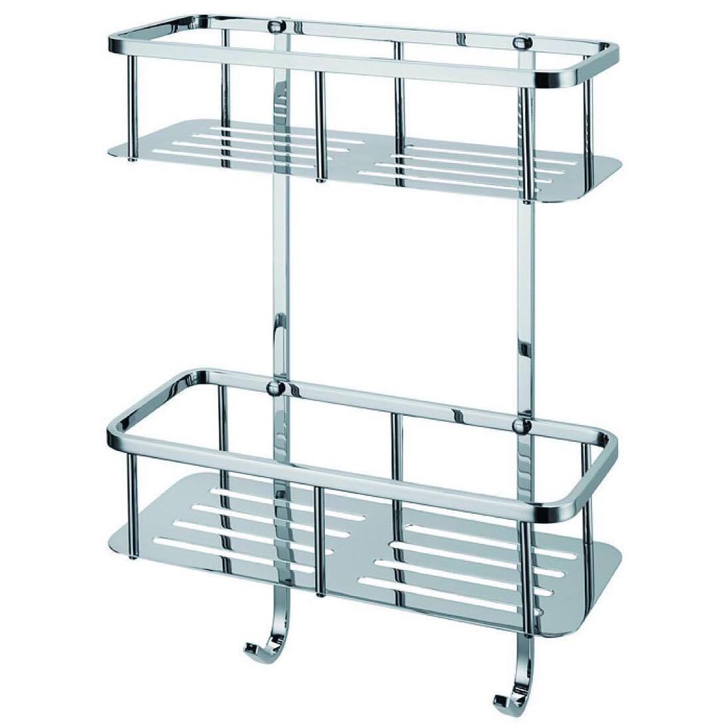 KỆ THẲNG 2 TẦNG INOX 304 KHÔNG HAN GỈ ĐỰNG ĐỒ NHÀ TẮM, NHÀ BẾP