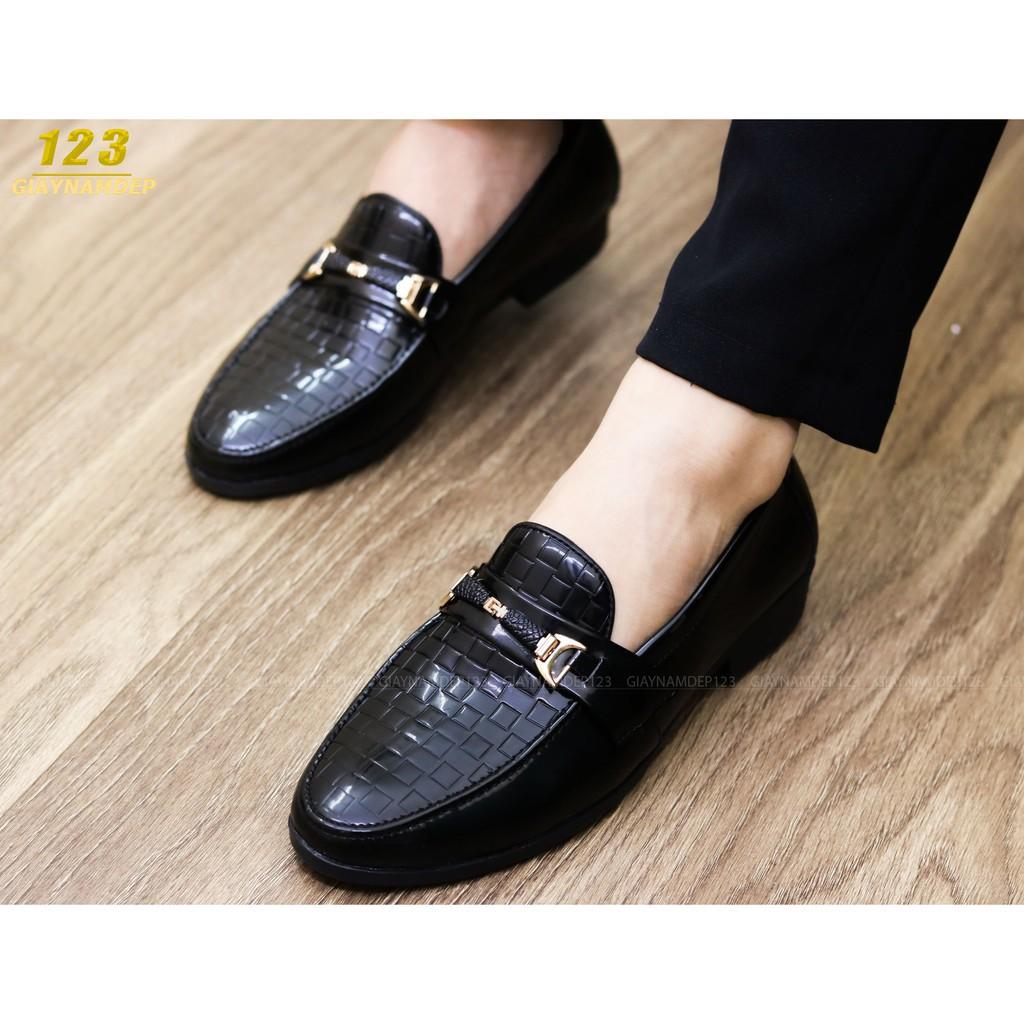 GIÀY LƯỜI NAM DA PU CAO CẤP - MẶT TRÊN KẺ CARO MÃ L157