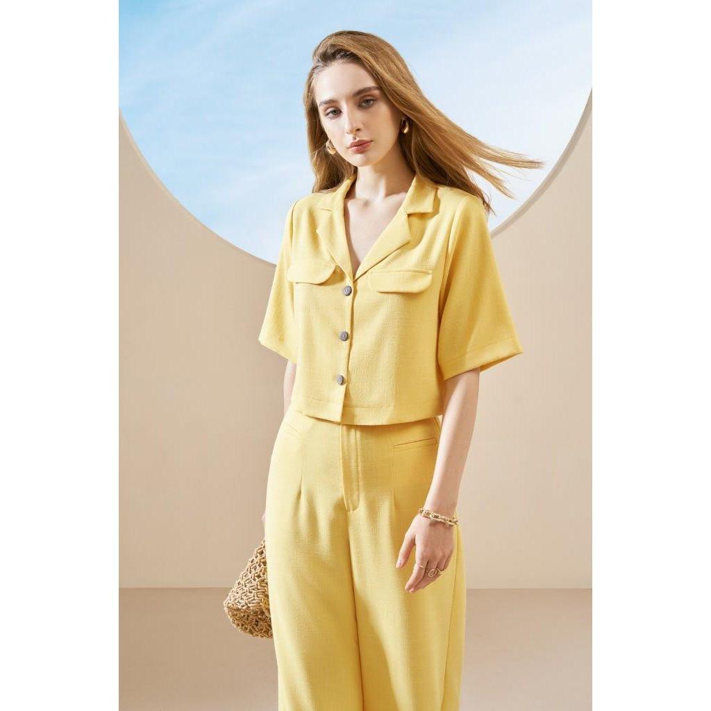 Atous Áo Croptop Cổ Vest CARLA