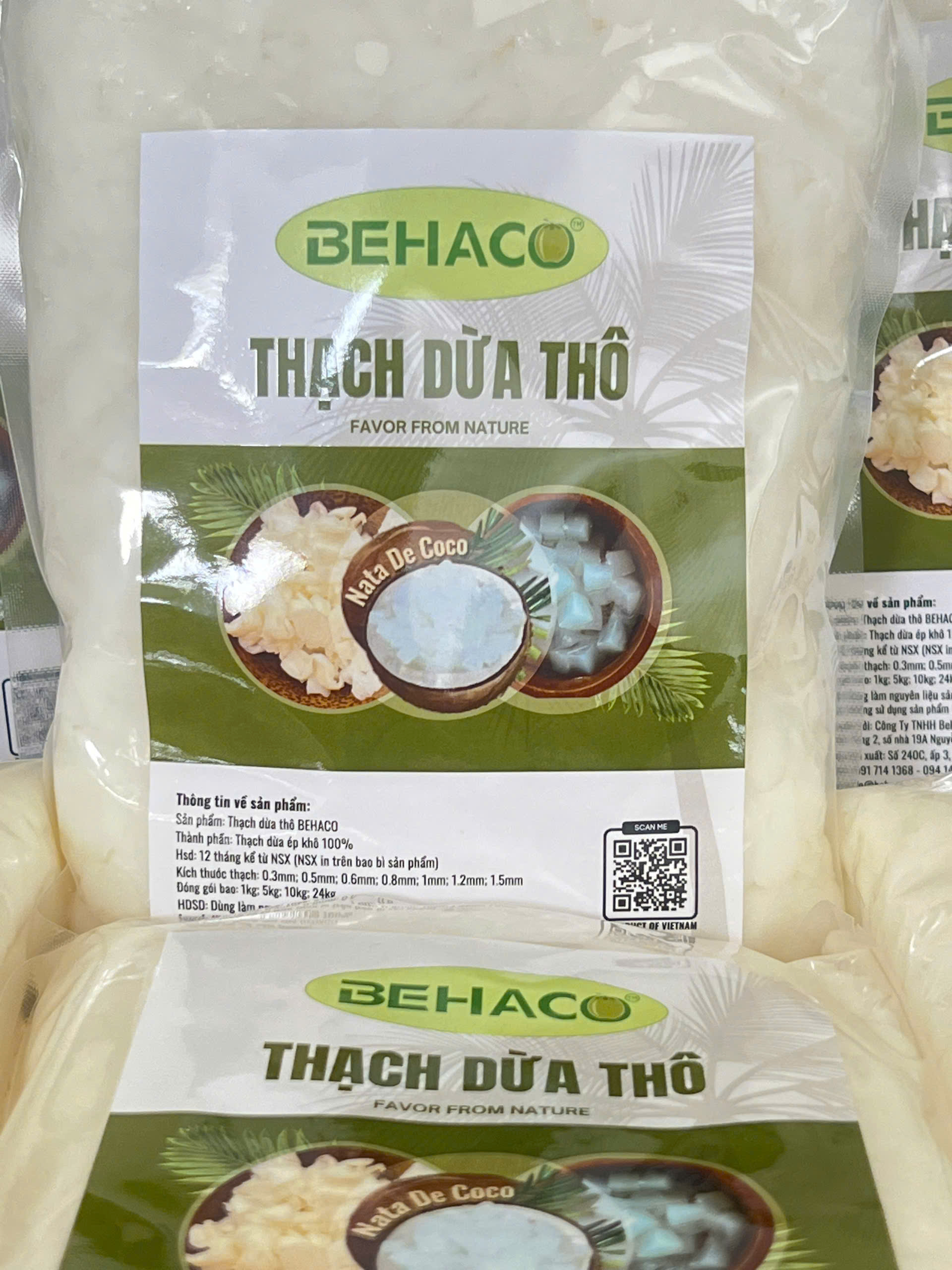 Thạch dừa thô BEHACO 6 ly, túi 1kg