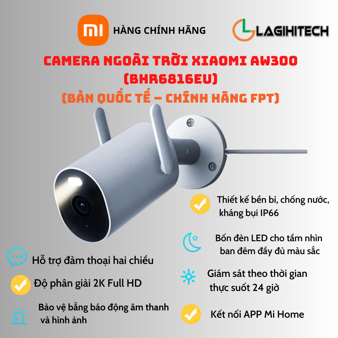 Camera Thông Minh Xiaomi AW300 BHR6816EU Bản Quốc Tế - Hàng Chính Hãng FPT